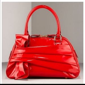 ♥️Valentino GARAVANI Red Lacca Bow Handbag in Candy Apple ♥️Shiny Patent Leather